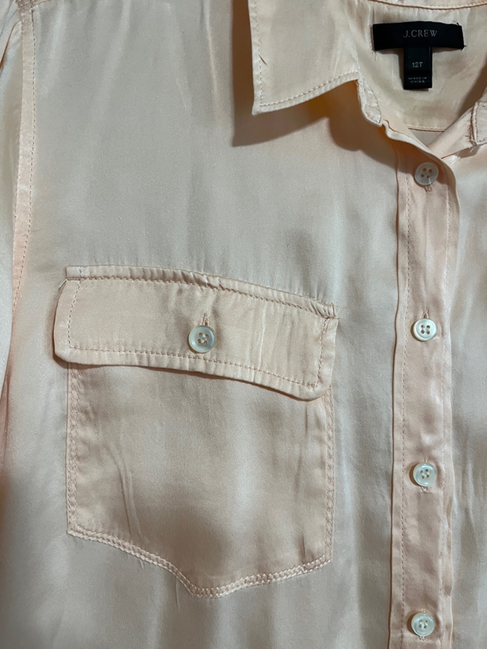 J. Crew Peach Silk Button-Down Shirt - Picture 2 of 6